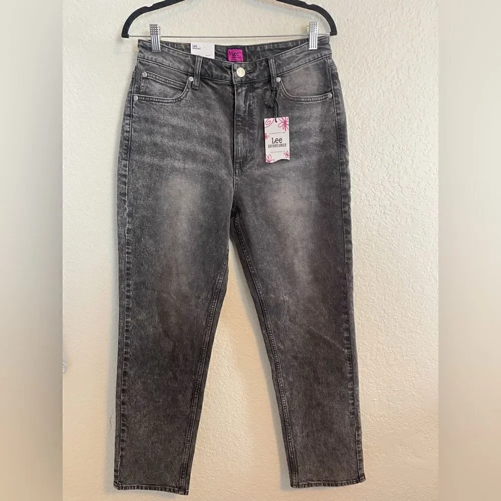 Lee x Daydreamer Women's High Rise 90’s Straight leg Jeans washed black NWT 28